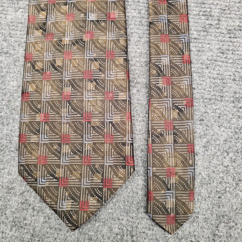 Robert Talbott Mens Necktie Best of‎ Class Silk Geometric Square Brown Red OS